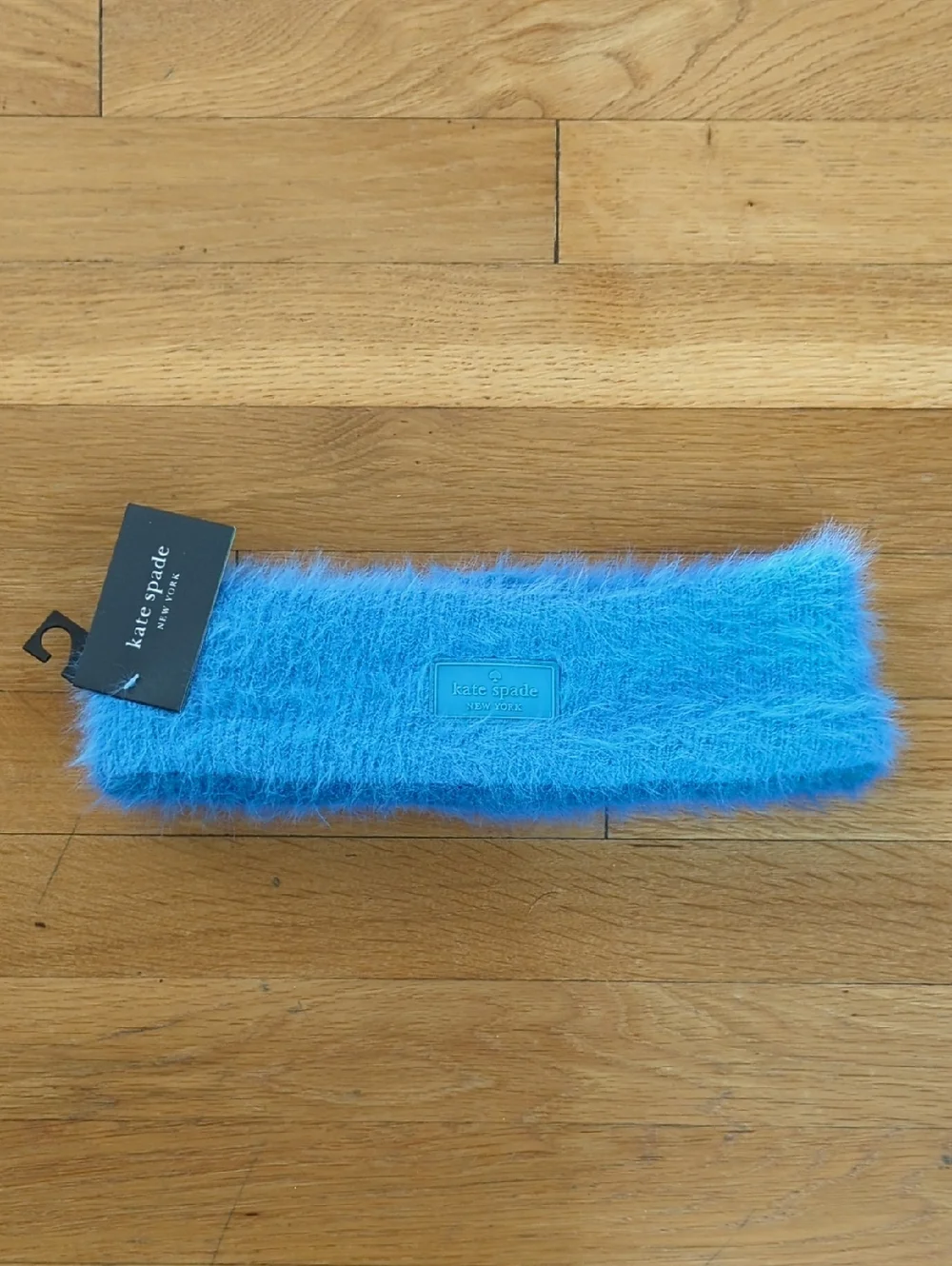 kate spade New York Blue Multi Colorblock Fuzzy Headband One Size
